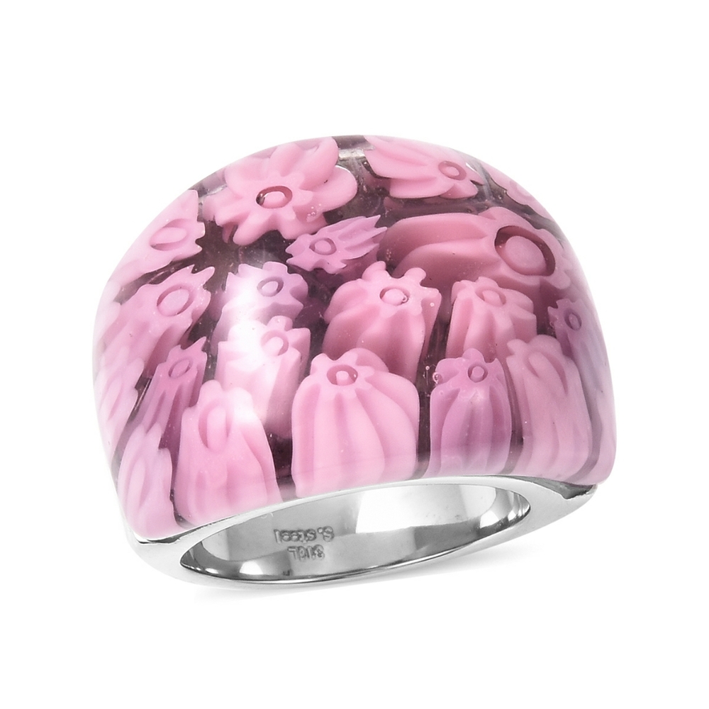 Purple Flower Murano Style Ring